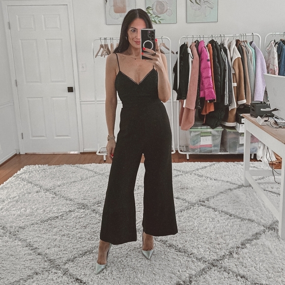 Wayf black lace bodice wide leg jumpsuit - Picture 2 of 12